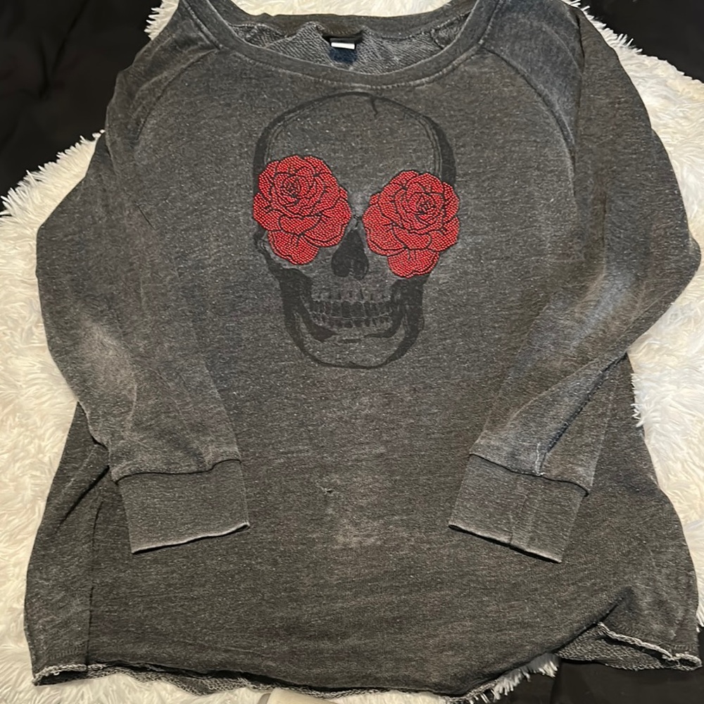 Torrid Charcoal Sweatshirt with Floral Accents
